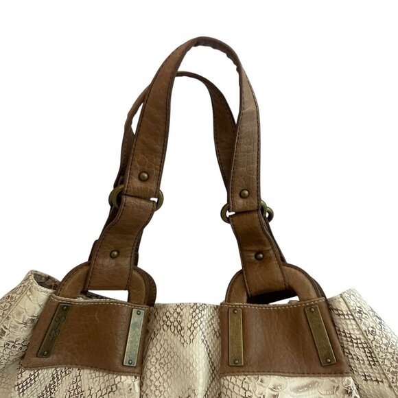 Jessica Simpson Snakeskin Print Handbag Purse Tote Vegan Leather Large Women's - Picture 2 of 10